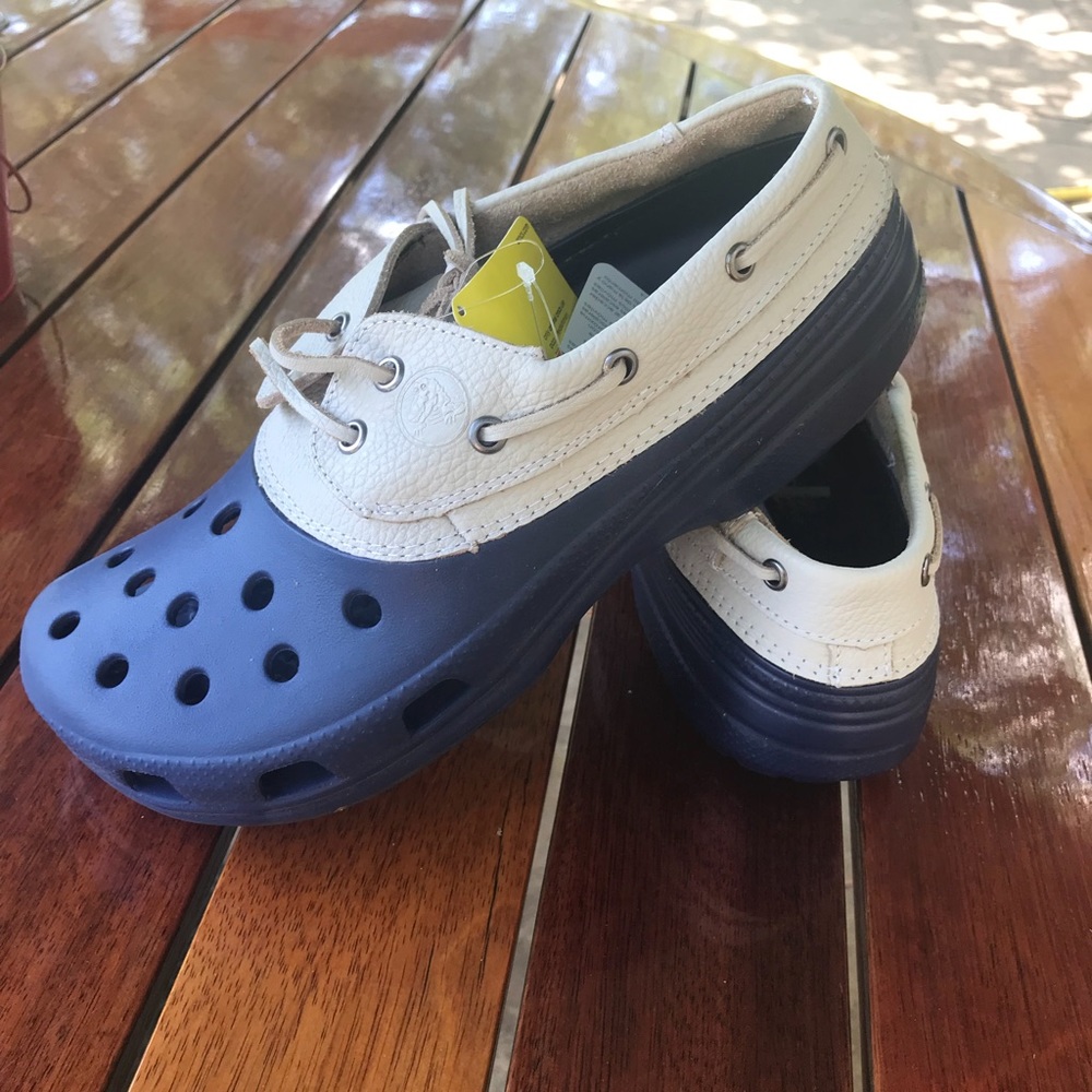 CROCS islander Navy Blue/Beige Boat Shoes UNISEX